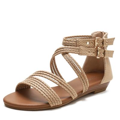 Wedge Sandals Women's Summer New European and American Open Toe Women's Shoes Thick-soled Soft-soled Crossover Roman Sandals