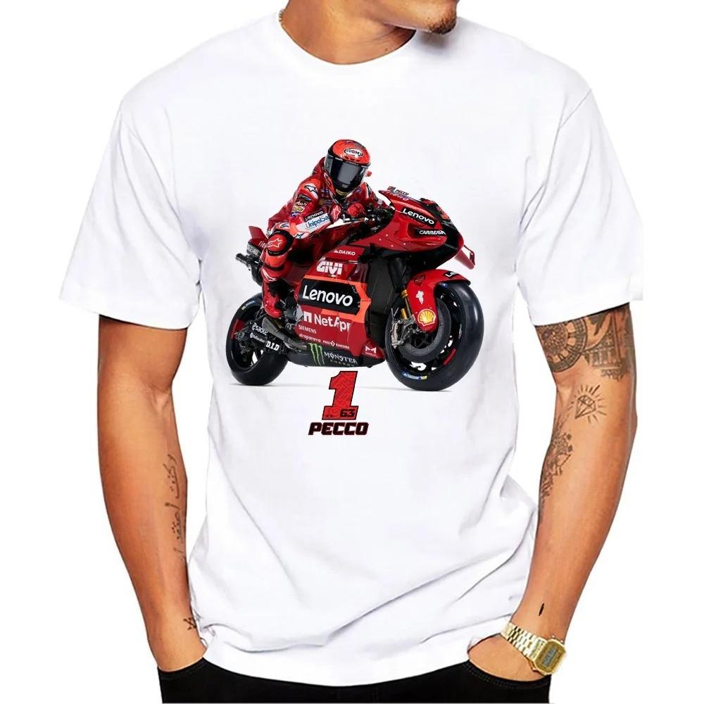 Francesco Bagnaia Pecco 1 GP Riding T-Shirt Hip Hop Boy Rider Casual T Shirt Pecco 63 Man Motorcycle Sport Racing White Tees