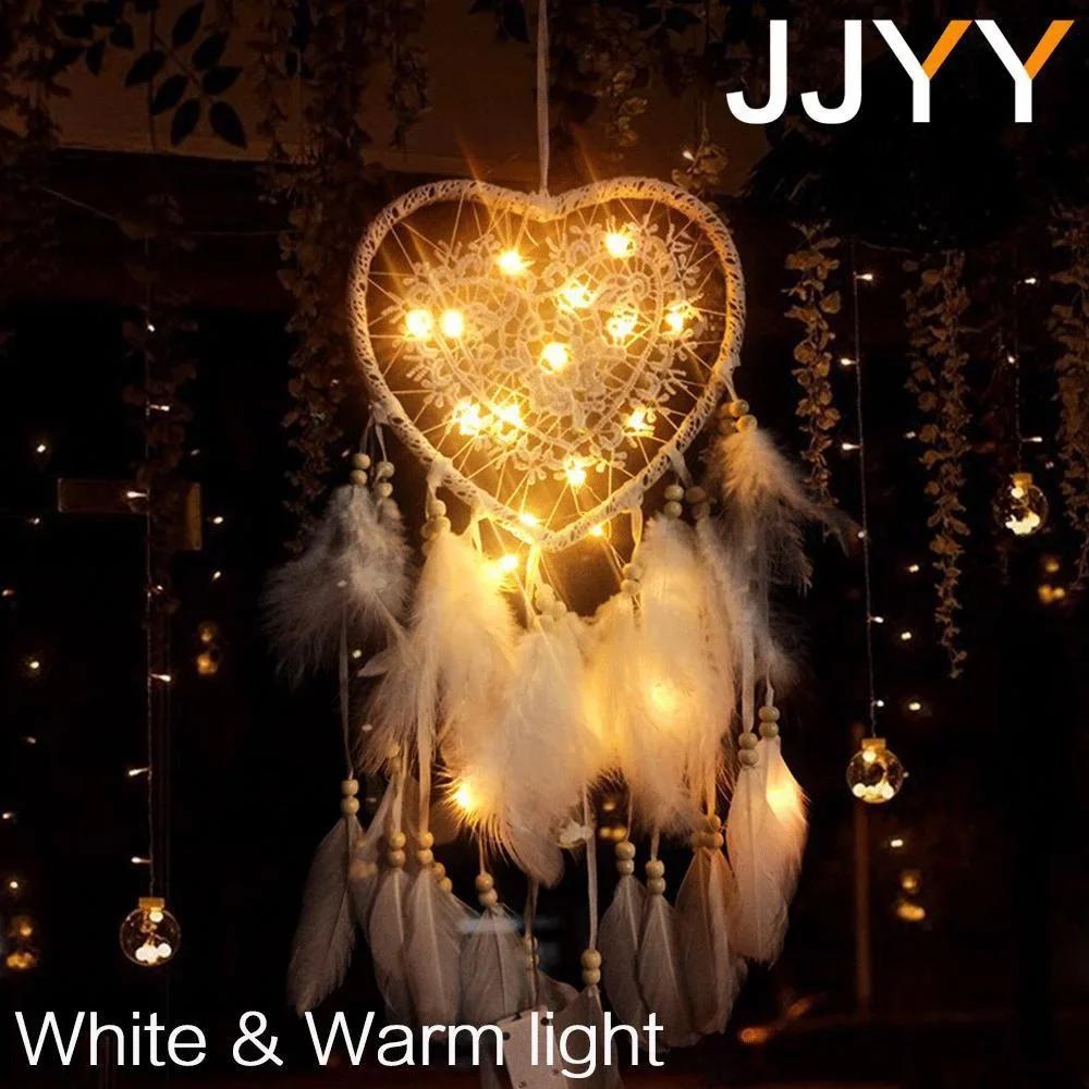 Colorful LED Lights Heart Shaped Dreamcatcher Home Decor Hanging Ornaments Creative Hollow Out Design