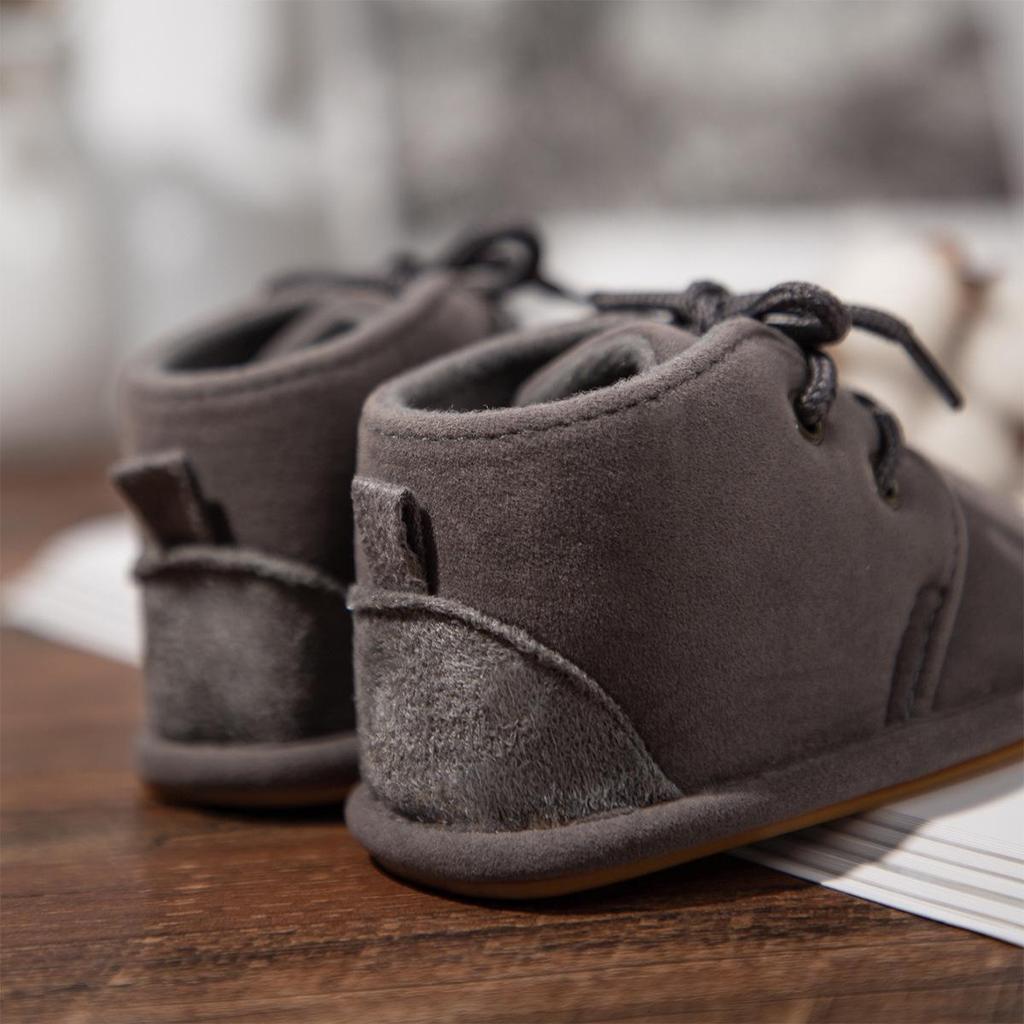Autumn/Winter Non-Slip Lace-Up Baby Boots with Rubber Sole