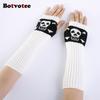 Botvotee Skull Sleeves for Women Y2k Accessories Arm Warmers Free Shipping Knitted Winter Warm Fingerless Gloves Cute Arm Guard