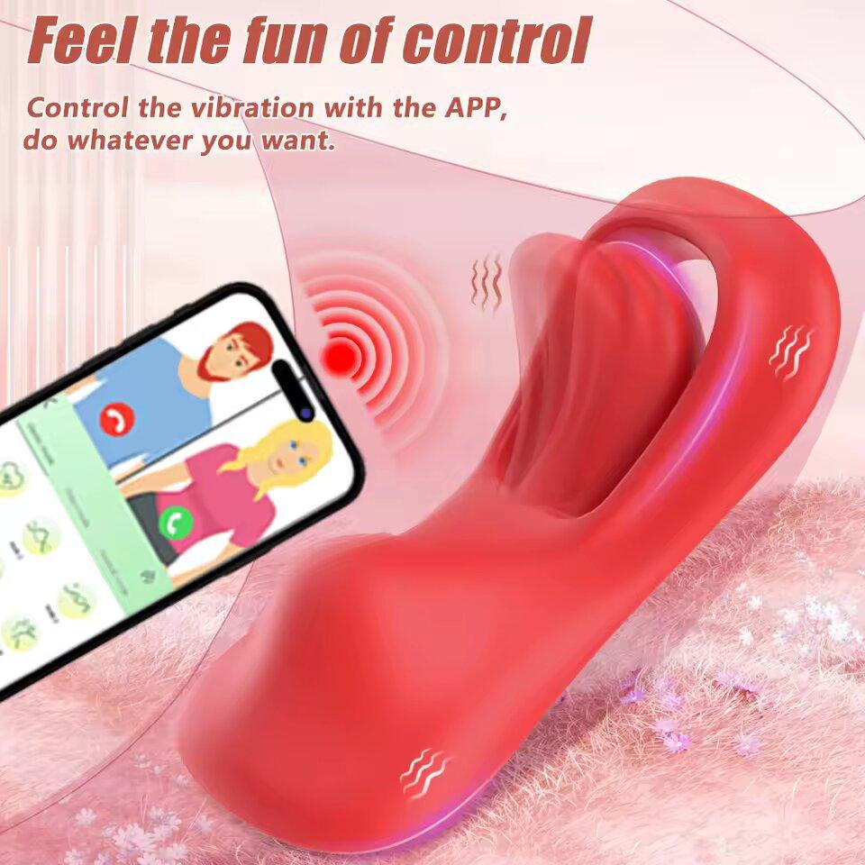 APP Tongue Clitoral Vibrator Female G-Spot Nipple Oral Masturbation Massage Stimulator Wearable Vibrating for Adult Sex 18+Toys