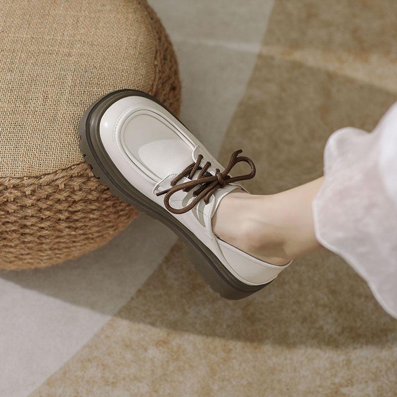 

Платформа женские летние в академическом стиле черные одинарные туфли на шнуровке британские маленькие кожаные туфли женские 40 абрикосовый