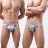 Fashion Men's Underwear Printed Beach Breathable Mesh Teen Boys Solid Color Briefs Men's Sleeping Swimming Shorts Large Size