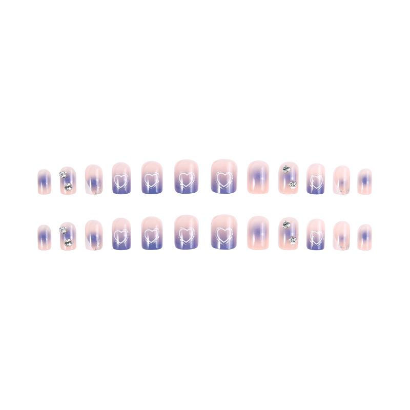 Blue Heart Diamond Press-On Nails: Sparkling Summer Nail Art Stickers