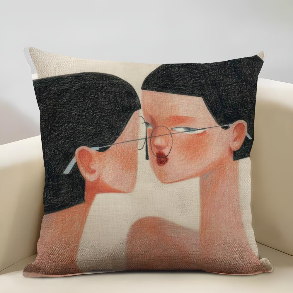 Tear Nevus Cushion Cover Household Decoration Linen Sofa Cushion Cover: Skin-Friendly & Breathable with Invisible Zipper