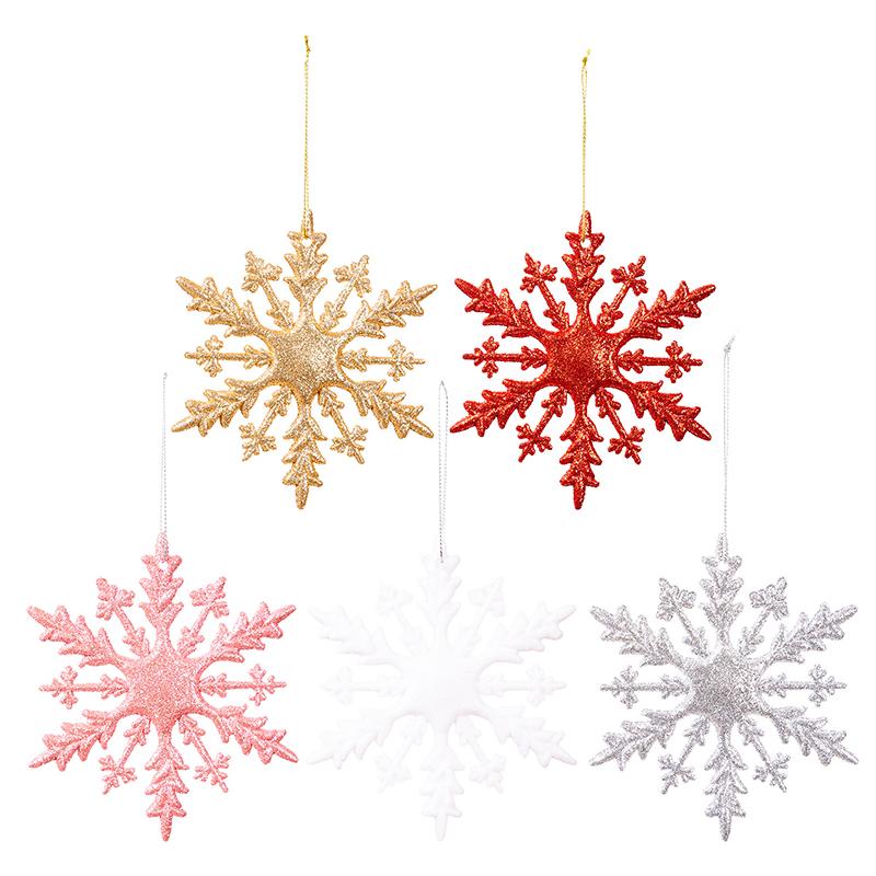6Pcs Christmas Glitter Snowflake Ornaments, Plastic Snowflake Decorations For Christmas Tree  Year Holiday Party Decor