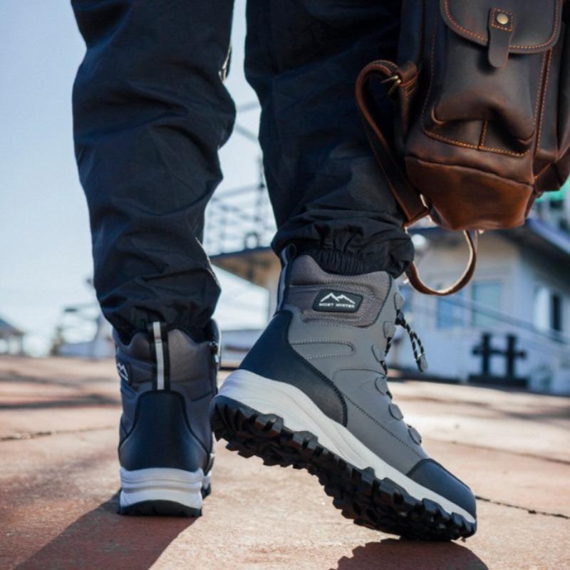 Fashion Thick Plush Couple Cotton Boots 2025Winter New Men's Boots Luxury High Top Cotton Shoes Men Warm Snow Boot Non Slip Hiking Boots