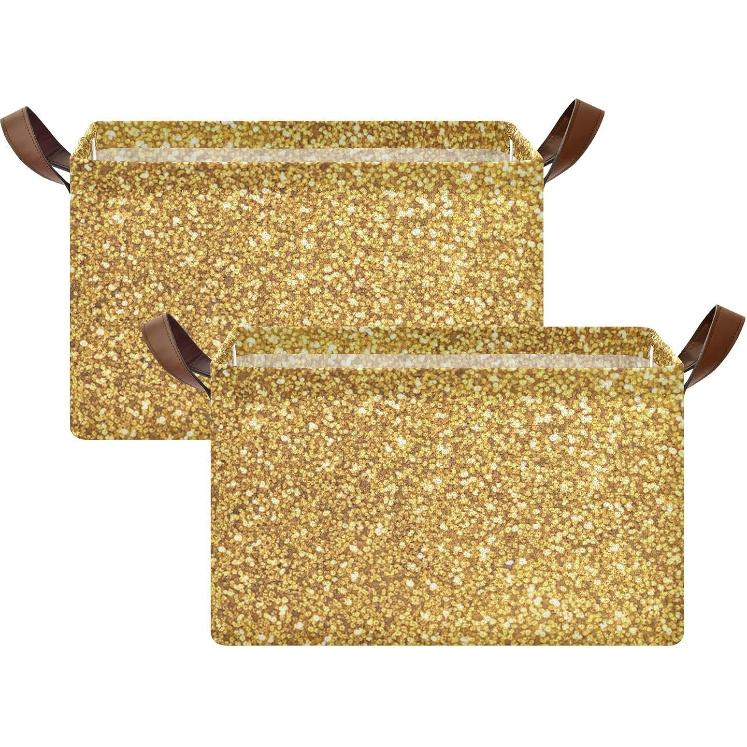 

CEBUGI Большой водонепроницаемый складной контейнер для хранения с золотым блеском, складная корзина для хранения открытого типа из холщовой ткани, кубическая коробка с железным каркасом 1