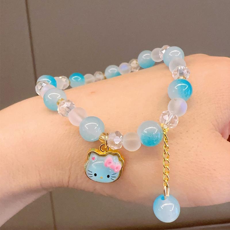 Cartoon Cute Sanrio  Bracelet Girls Kawaii Bracelet Creative Hello Kitty Beaded Bracelet Girl Gifts
