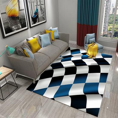 Große Schachbrett-Plaid-Teppiche Geometrisch gemusterter Bereichsteppich für Wohnzimmer Blauer Plaid-Spielteppich Schlafzimmer Wohnzimmer Bodenmatte