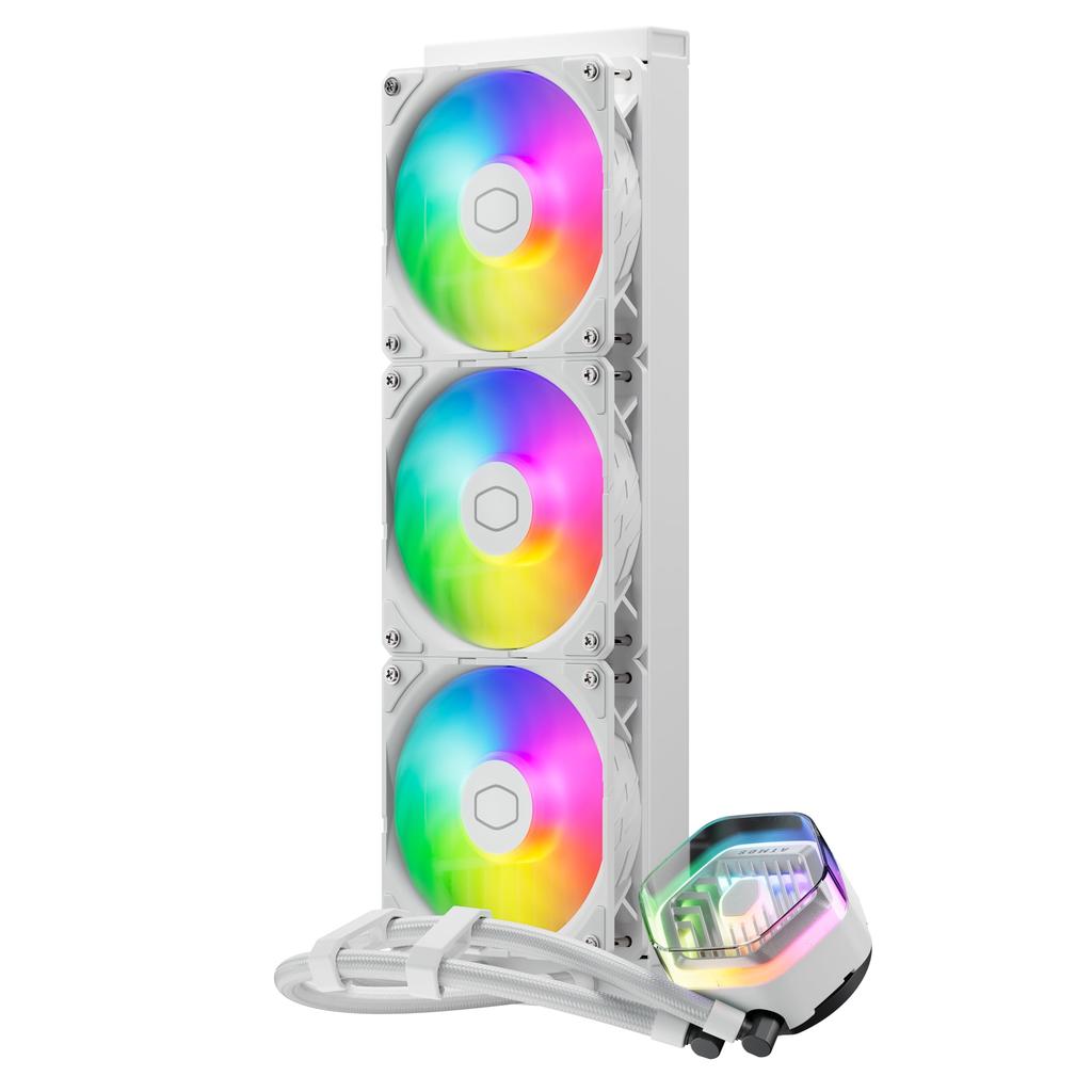 Cooler Master MasterLiquid 360 Atmos White Dual Chamber Pump, High AirflowLong Life Fan, 360mm Radiator Size, All-in-One Liquid CPU Cooler