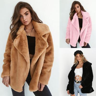 Fashion Autumn and Winter Women's Jacket Sexy Plush Lapel Slim Jacket