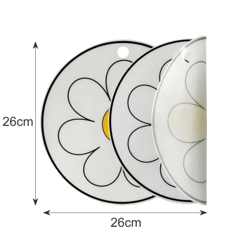 Set of 2 Induction Cooking Mats, Daisy Design, Silicone, Insulating, Non-Slip, Prevents Burning, Stain-Resistant, Washable, Wear-Resistant, Oil-Resist