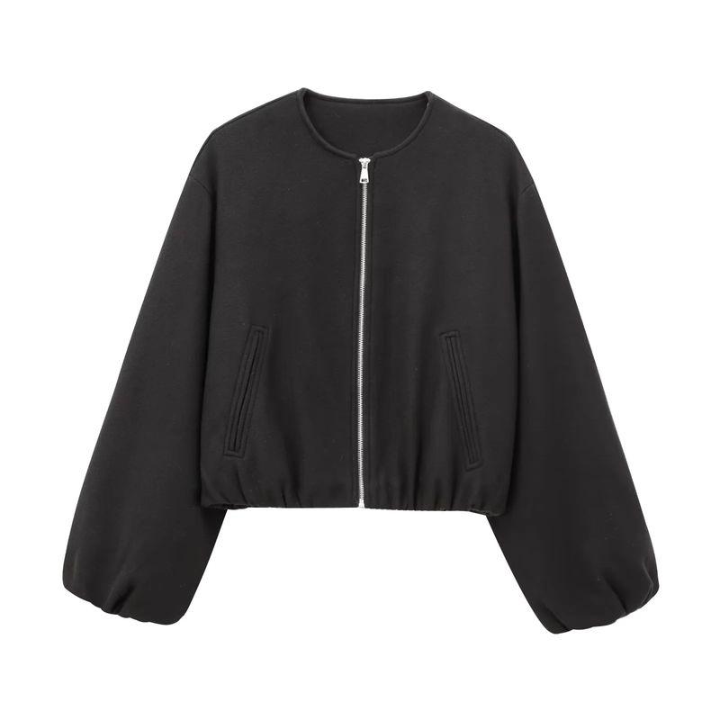 Spring New Women's Clothing Round Neck Long Sleeves Elastic Decorative Layer Soft Pilot Jacket Outwear 3046274