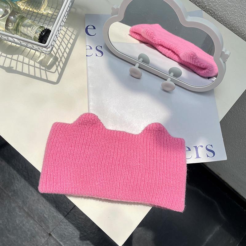 

Жіноча осінь/зима 2023 в’язана пов’язка для волосся та шапочка для обличчя рожевий