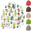 Herren Freizeit Hemd mit Reißverschluss, lockerer Passform, Weihnachtsaufdruck