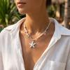 Boho Starfish Pendant Necklace Adjustable Beach Vacation Choker for Women Summer Holiday Party Accessories