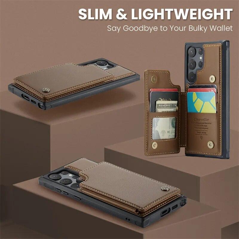 Retro Flip Leather Phone Case for Samsung Galaxy S23 S22 S21 Plus S20 FE Note 20 Ultra Wallet Card Holder Back Protection Cover