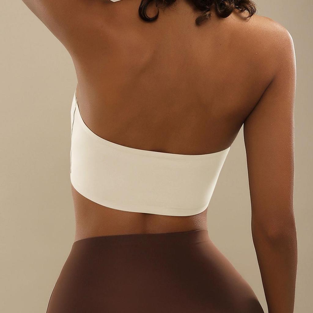 Bezešvá podprsenka bez ramínek s předním zapínáním - Bez kostic, nabíraný bandeau design