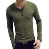 Herrenbekleidung, 7 Farben, lässig, Slim-Fit, einfarbig, langärmelig, O/V-Ausschnitt, Baumwolle, T-Shirts
