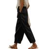 Women's Summer Cotton Linen Pants Elastic Waist Hallow Out Trousers Casual Drawstring Pocket Pants