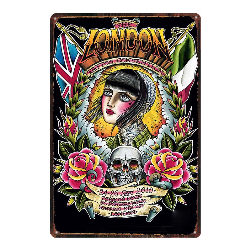 YZFQ  Sugar Skull Plaque Metal Vintage Horror Tin Sign  Wall  Bar Restaurant Home Art Cinema Tattoo Shop Decor Poster DU-7291B