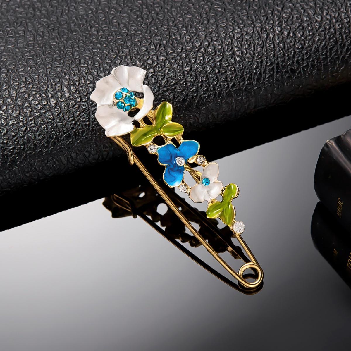 

Elegant Rhinestone Flower Brooches For Women Men Exquisite Colorful Enamel Floral Big Buckle Pins Plant Corsage Wedding Jewelry