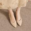 Krazing Pot Genuine Leather Round Toe Thin Heels Summer Shoes Solid Big Size 42 Shallow Decoration Women Shallow Pumps