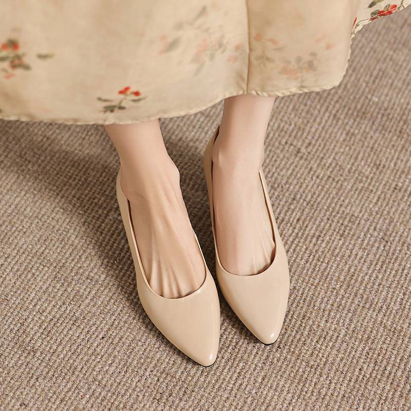 Krazing Pot Genuine Leather Round Toe Thin Heels Summer Shoes Solid Big Size 42 Shallow Decoration Women Shallow Pumps