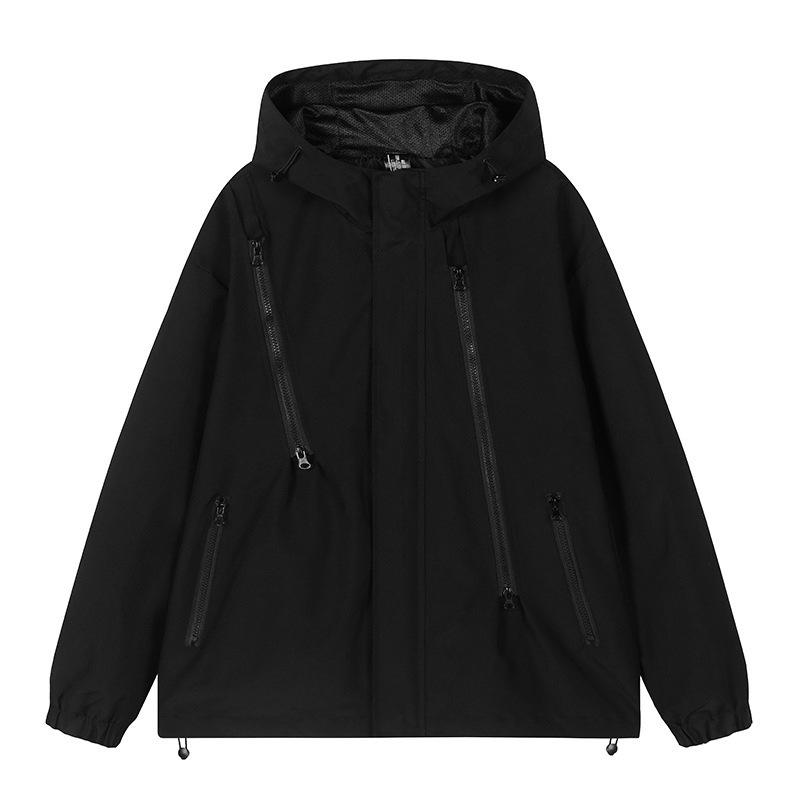 Teenagers Spring and Autumn Thin Jacket Men Casual Couple Loose Hooded Windbreaker Jacket Men Windbreaker Mountaineering Suit