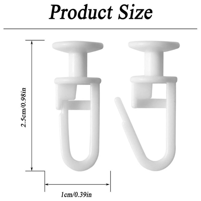 50Pcs White Plastic Curtain Track Pulleys Lockable Folding Hook for Smooth Quiet Operate Home Office Restaurant Hotel