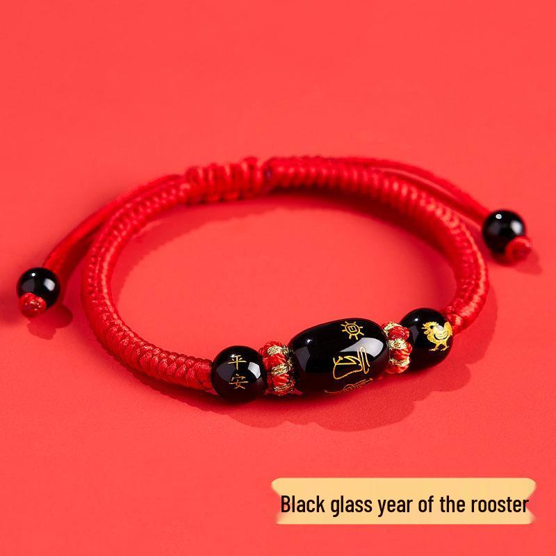 2026 Year of the Horse Zodiac Red Rope Bracelet - Women's/Men's Tai Sui Protective Charm for Horse, Rat, Ox, Rabbit Signs