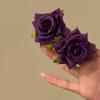 Cloth Floral Stud Earrings Solid Color Drop Earrings Retro Rose Flower Earrings  Women