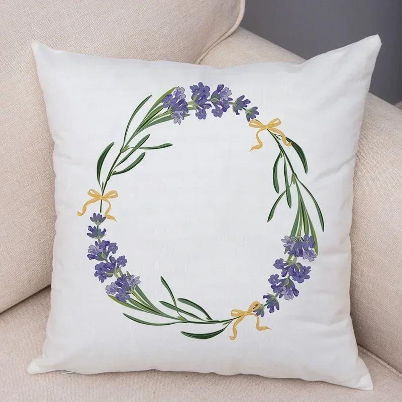 Lavender Letter Cushion Cover Sofa Home Car Decoration Living Room Bedroom Pillowcase 45X45Cm Pillowcase