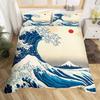 Japanese style Kanagawa wave duvet set Ukiyo-e digital printing bedding set