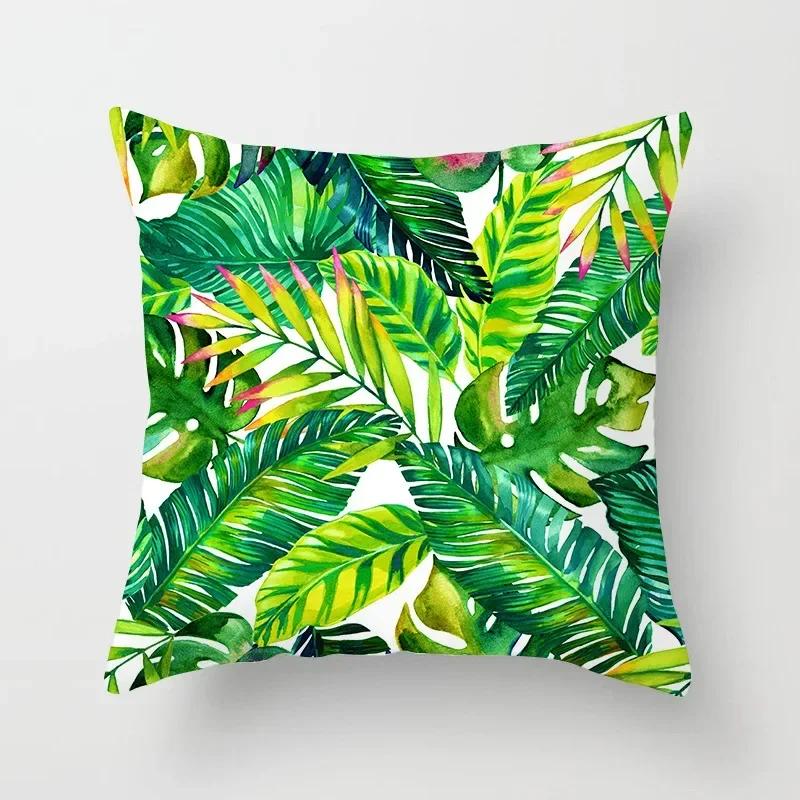 Tropical Plant Green Leaves Cactus Pillowcase Living Room Sofa Cushion Cover Office Bedroom Home Decorative Pillow Covers