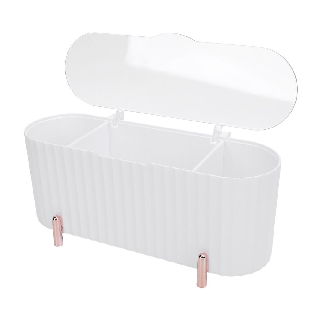 Cotton Swabs Storage 3 Grids Cotton Swabs Dispenser Dust Resistant Desktop Lipstick Puffs Case for Home Nail Salon