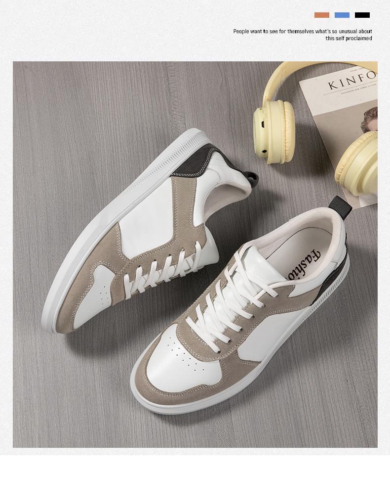 Men's Casual White Round Toe Low-Top Lightweight Sneakers for Spring and Autumn