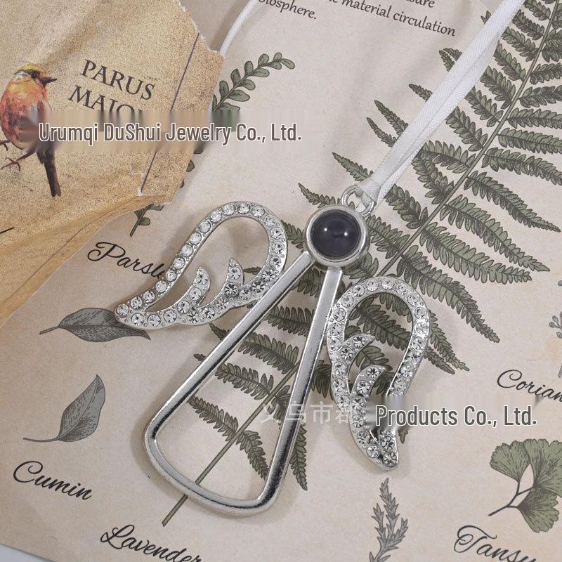 10mm Micro-Carved Angel Wing Projection Pendants - Custom Color Picture Christmas Ornaments