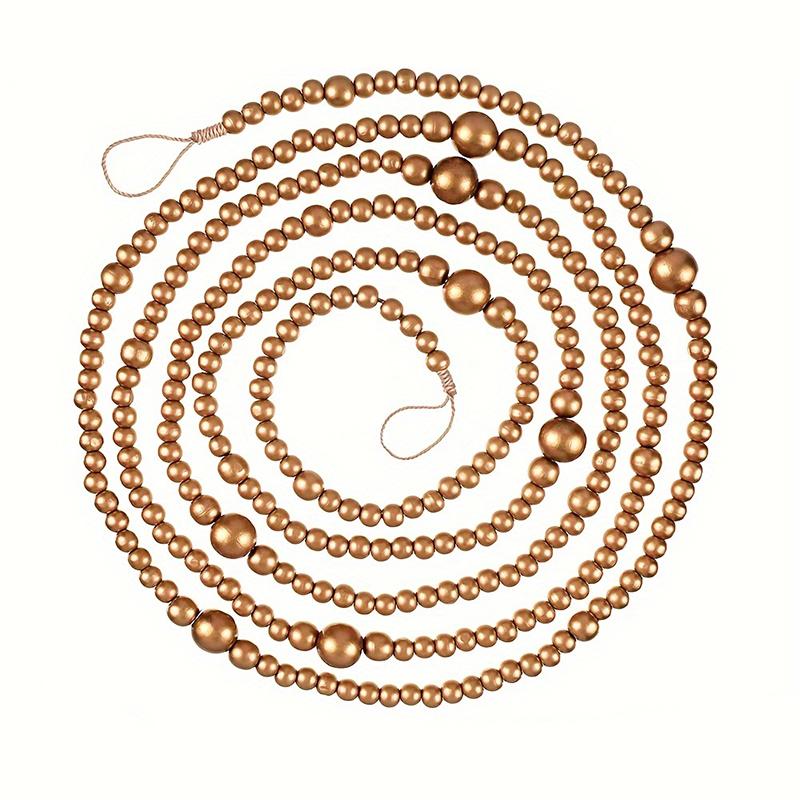 Wood Colored Christmas Bead String Wooden Bead Garland Christmas Tree Decoration Wooden Bead Fireplace Decoration
