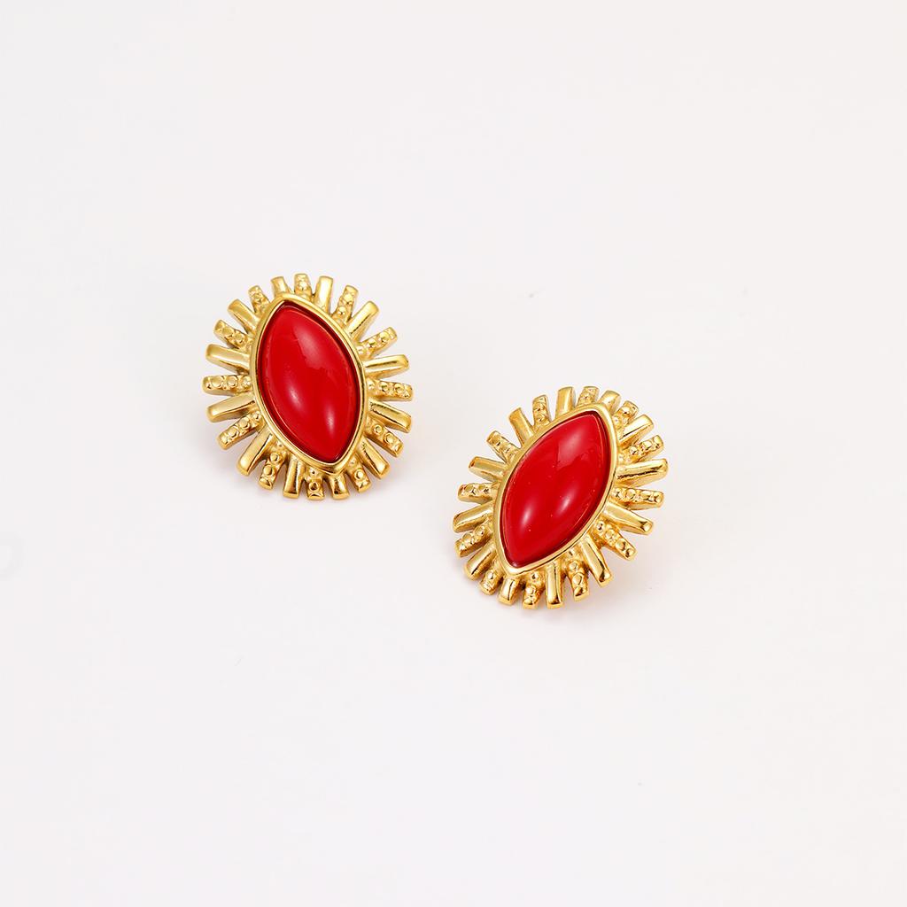GEMCHIC Women's Marquise Sunburst Stud Earrings Fashion Luxury Stainless Steel Jewelry