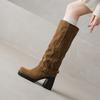 Women's High-heeled Boots Autumn and Winter New Sexy Temperament Thick Heel Square Head Large Size Medium Boots