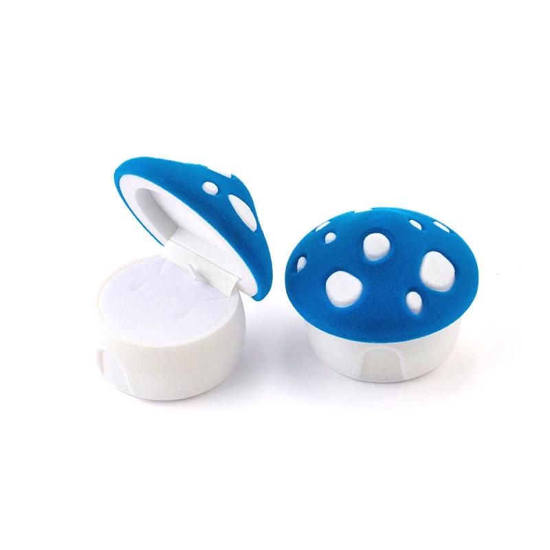 

1 шт. Милая подарочная коробка в виде гриба, шкатулка для драгоценностей, коробка для обручального кольца, футляр для ожерелья/кольца, подставка для серег для демонстрации ювелирных изделий синий