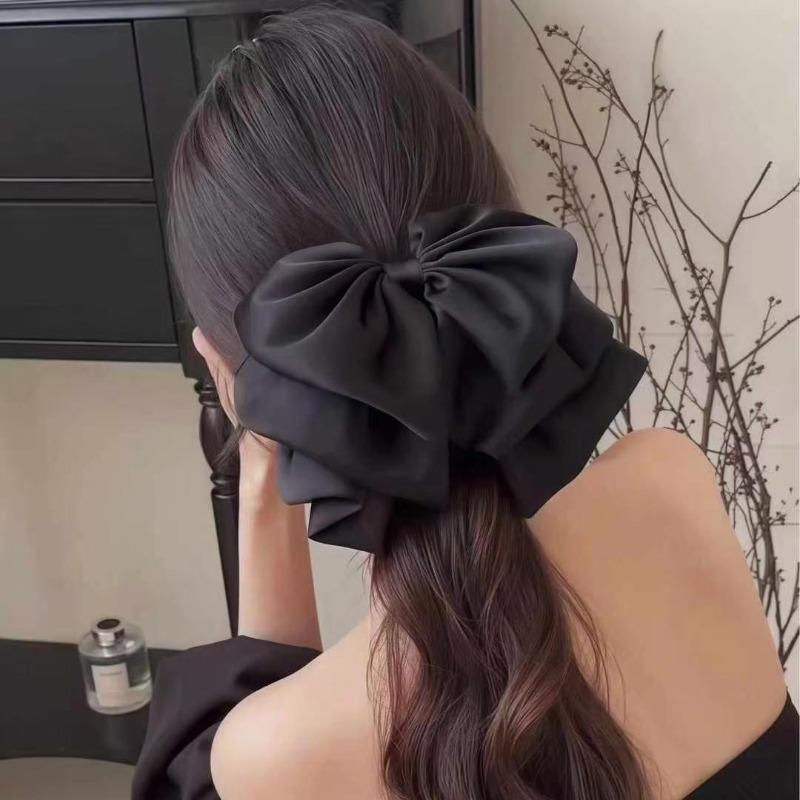 5pcs/set Women Hair Bows,Silky Satin Hair Clips for Girls,oversized Long Tail Hair Clips,large Cute and Aesthetic Hair Barrettes