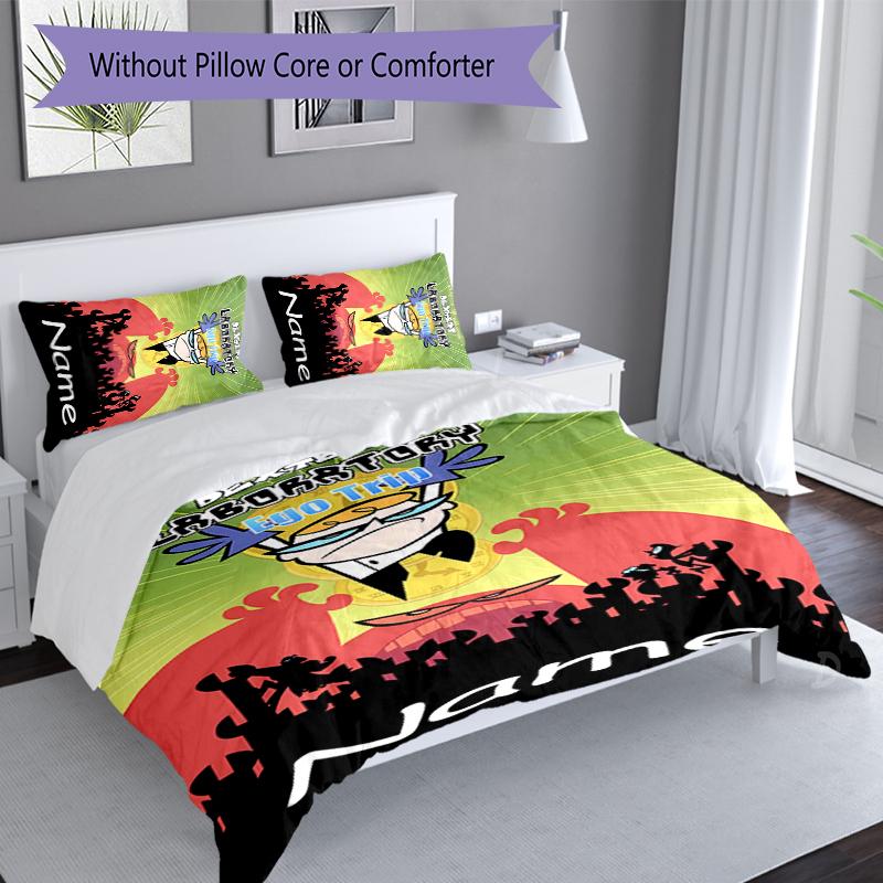 3pcs Custom Name Dexter's Laboratory Set,Includes 1 Duvet Cover and 2 Pillowcases,All-season Bedroom Decor