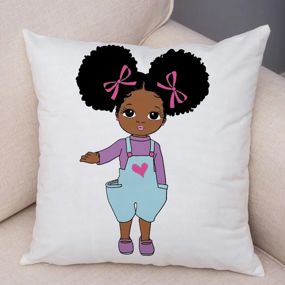Home Decor African Baby Sofa Cushion Cover Bedroom Home Kids Room Decor Cute Cartoon Girl Pillowcase