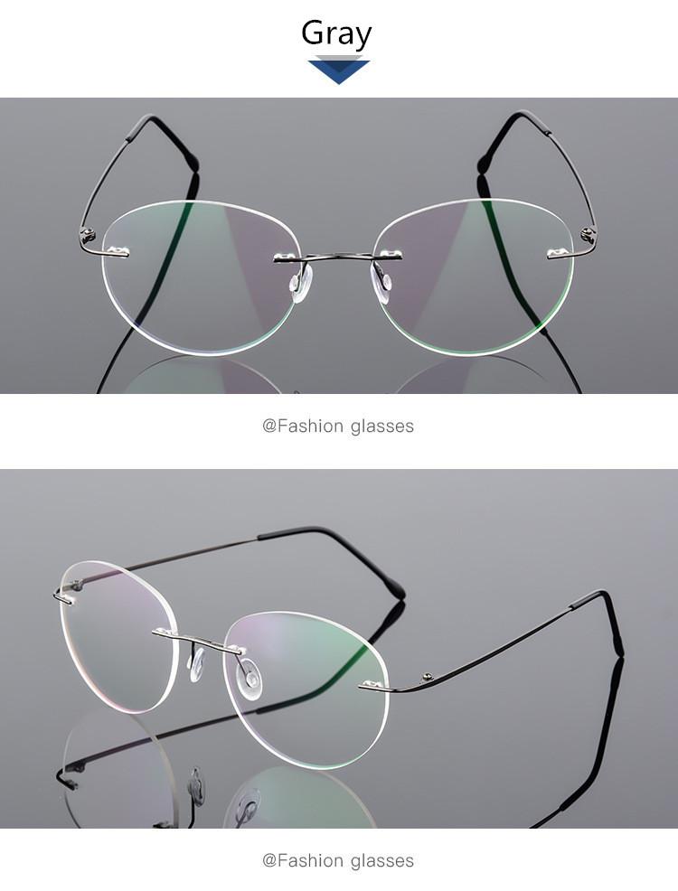Titanium Alloy Framless Oval Myopia Glasses Finished Women Men Ultra-Light Rimless Prescription Eyeglasses 0 -0.5 -0.75 To -6.0