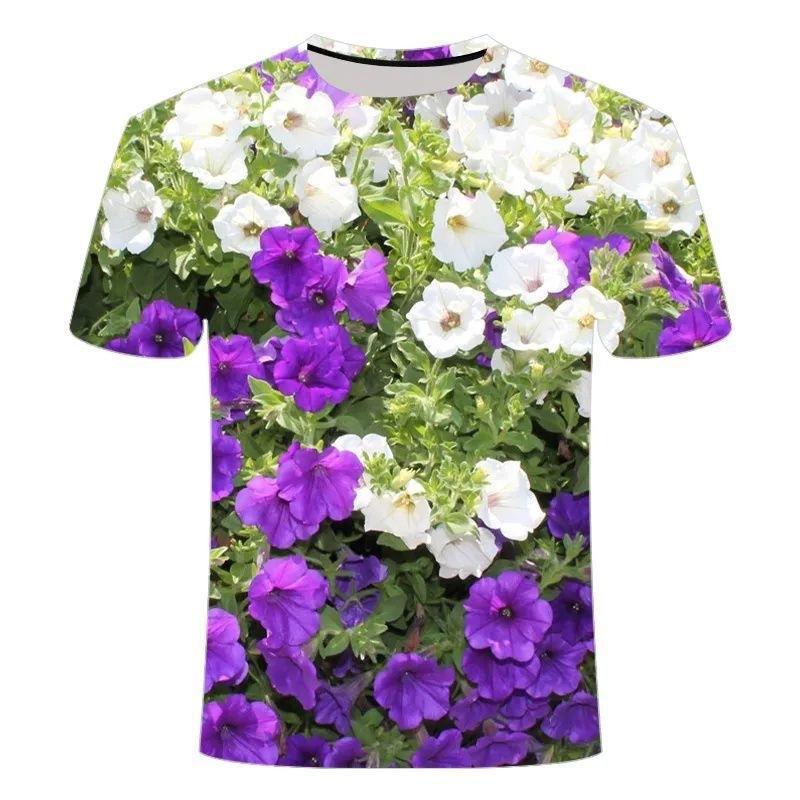 Summer hot sale, flower series 3D printed top comfortable and fashionable, creative personality short-sleeved shirt casual t-shirt