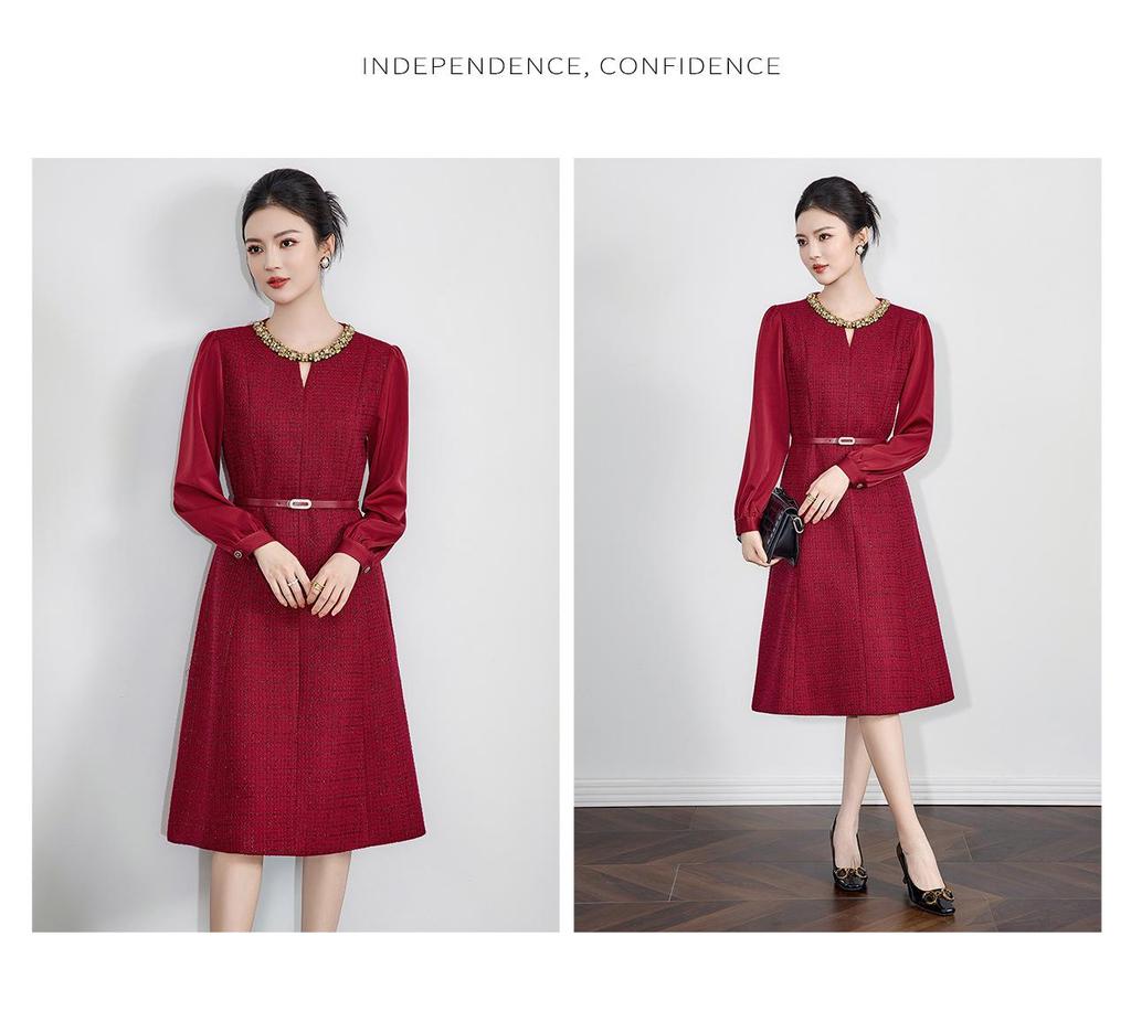 High-End Lurex Tweed Autumn/Winter Banquet Gown Dress - Nanyou Collection